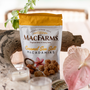 
            
                Load image into Gallery viewer, caramel sea salt macadamias by beach wood and candle
            
        