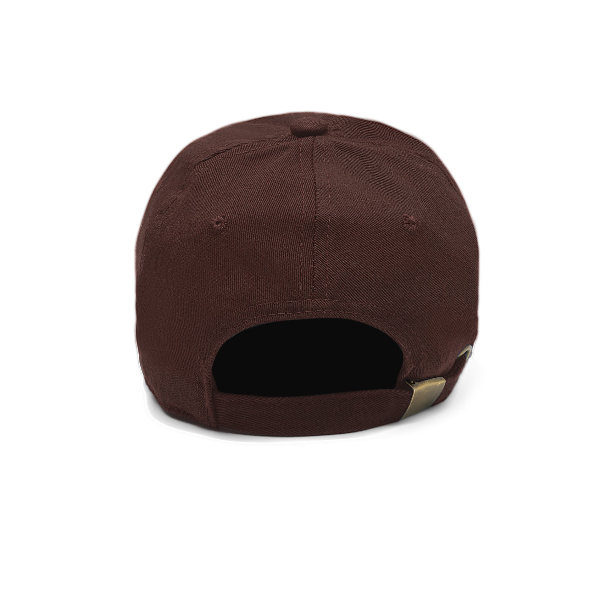 back brown back of hat with adjustable metal buckle