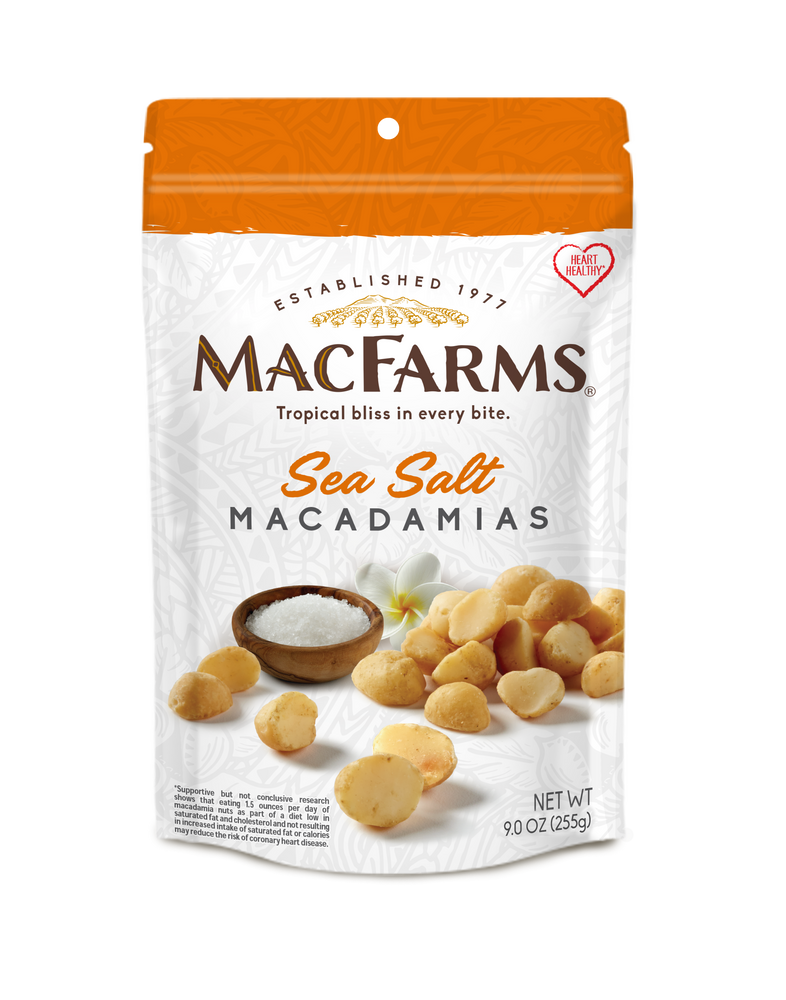 frontside of seal salt macadamias- MacFarms