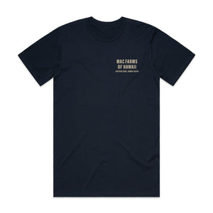 MacFarms navy t-shirt with logo on pocket
