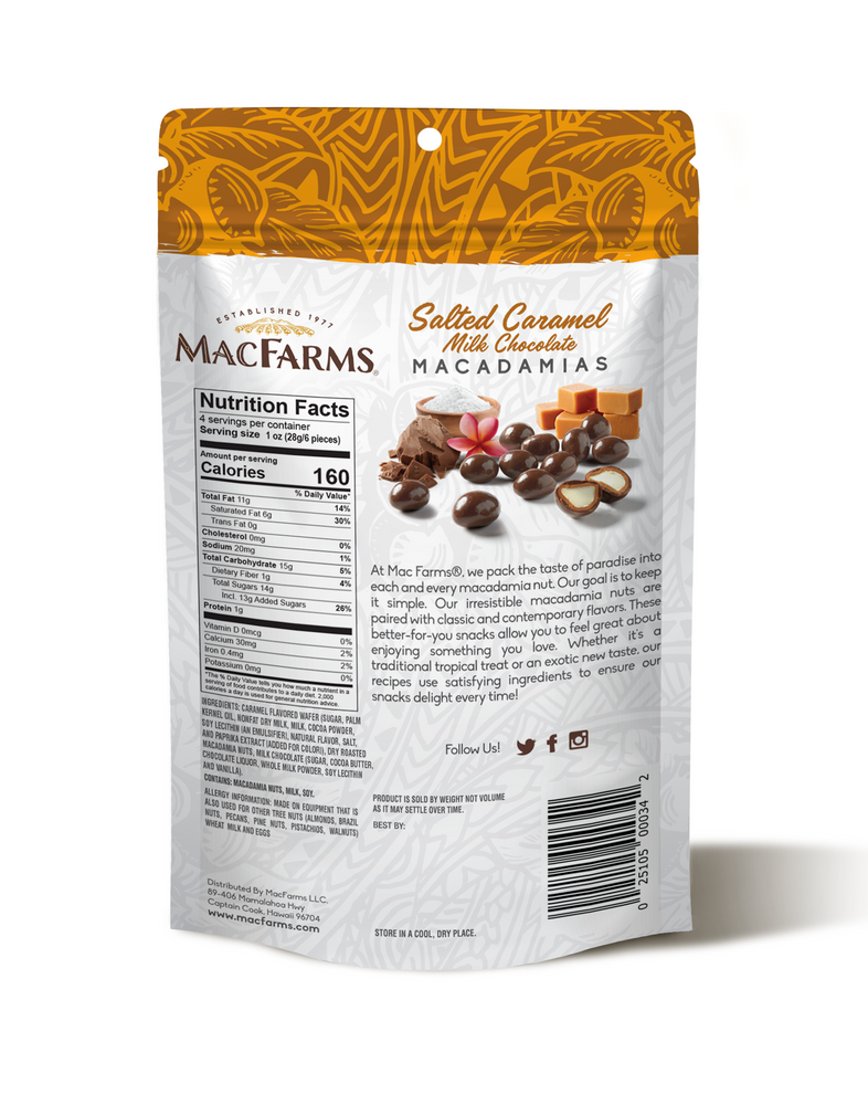 
            
                Load image into Gallery viewer, backside of salted caramel milk chocolate macadamias - MacFarms
            
        