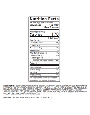 nutrition facts label and ingredients