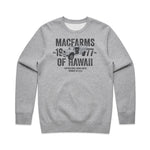 MacFarms of Hawaii since 1977. Grey crewneck sweater